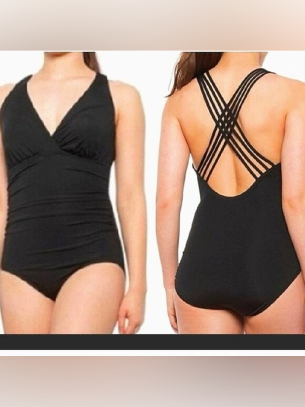 Kona Sol Black One-Piece Swimsuit with Strappy Crisscross Back